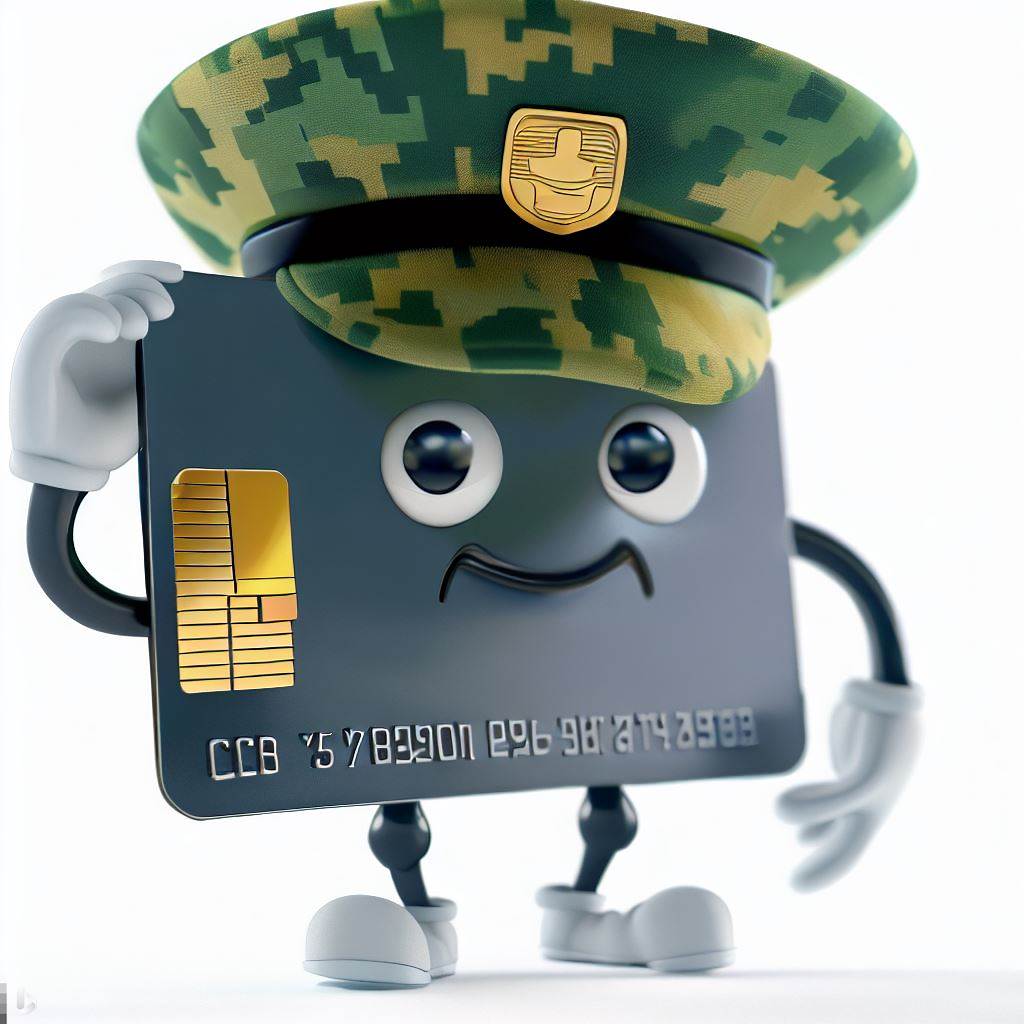 Commander Credit, and anthropomorphic credit card dressed in military garb